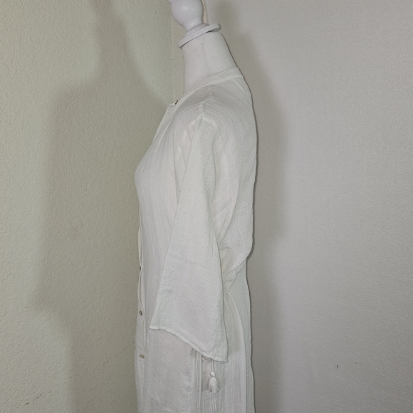 Robin Piccone Michelle Mandarin Collar Cover-Up Caftan Sz S Gauzy, Beach,Casual - Picture 6 of 16